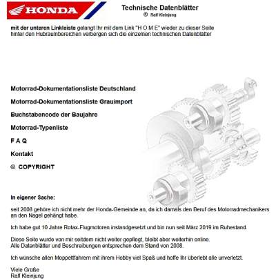 technische Daten der Honda Motorräder